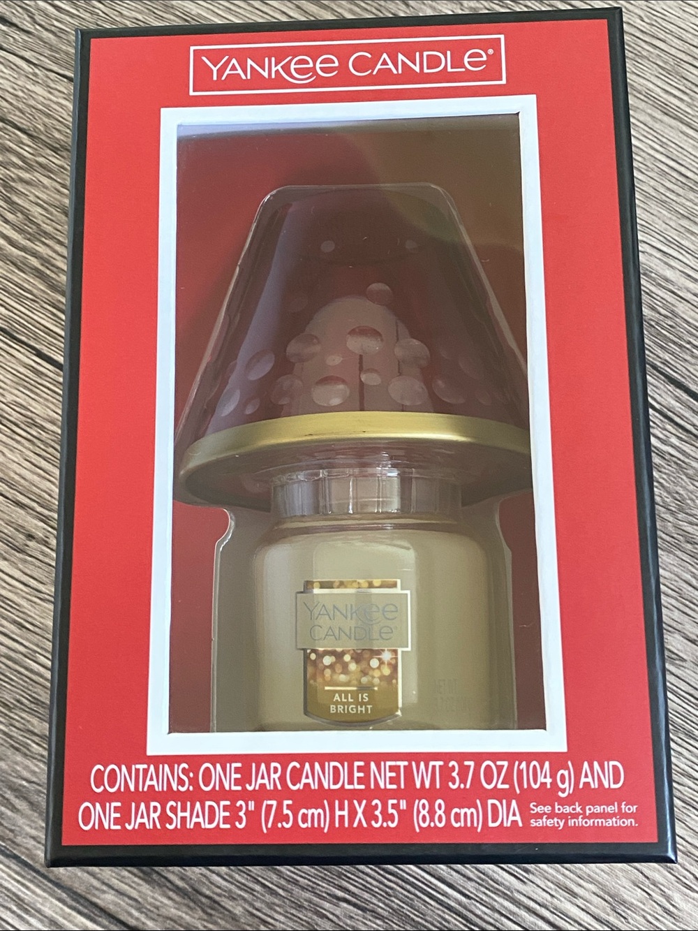 Yankee Candle All is Bright Jar Candle with Red Glass Shade